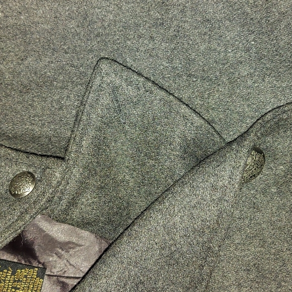 GRASS COLLECTION Women's Grey Button Up Lined Pea Coat - Picture 7 of 15